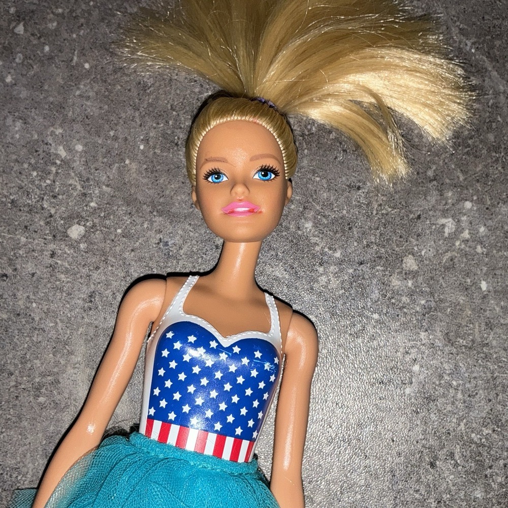 Barbie Red White Blue Swimsuit‎ Olympic Swimmer USA Blonde Doll Tutu Skirt Shoes